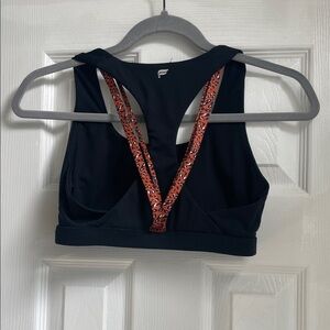 Fabletics Black Sports Bra with Red Accents